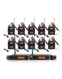 XTUGA RW2080 Metal Wireless profesional con 10 bodypacks y audifonos